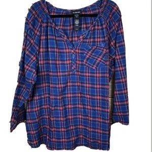 Lane Bryant 26/28 100% Cotton Plaid blouse